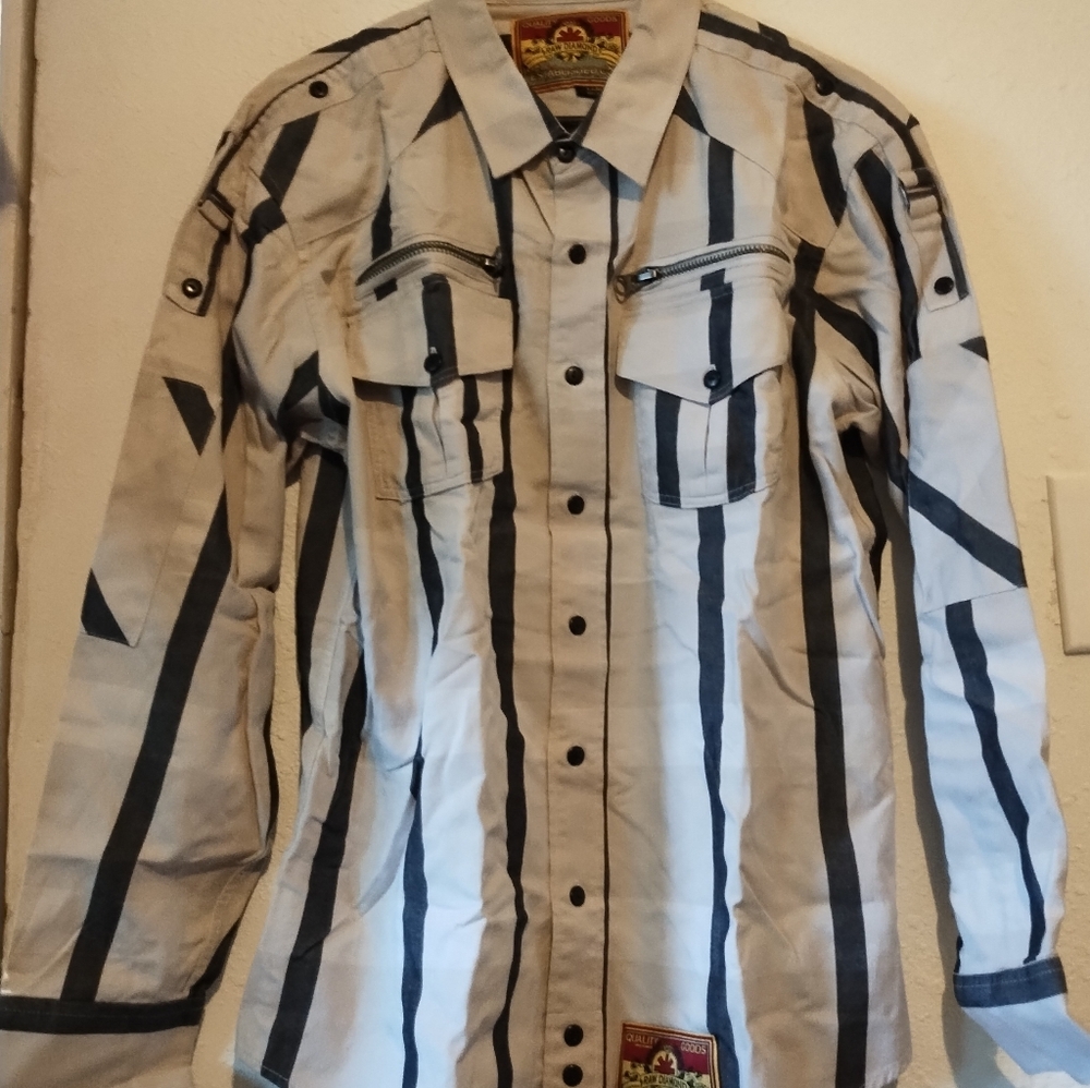 Raw Diamond Striped Button Down Shirt